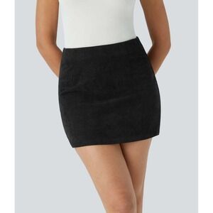 Halara High Waisted Invisible Zipper 2-in-1 A Line Mini‎ Corduroy Casual Skirt